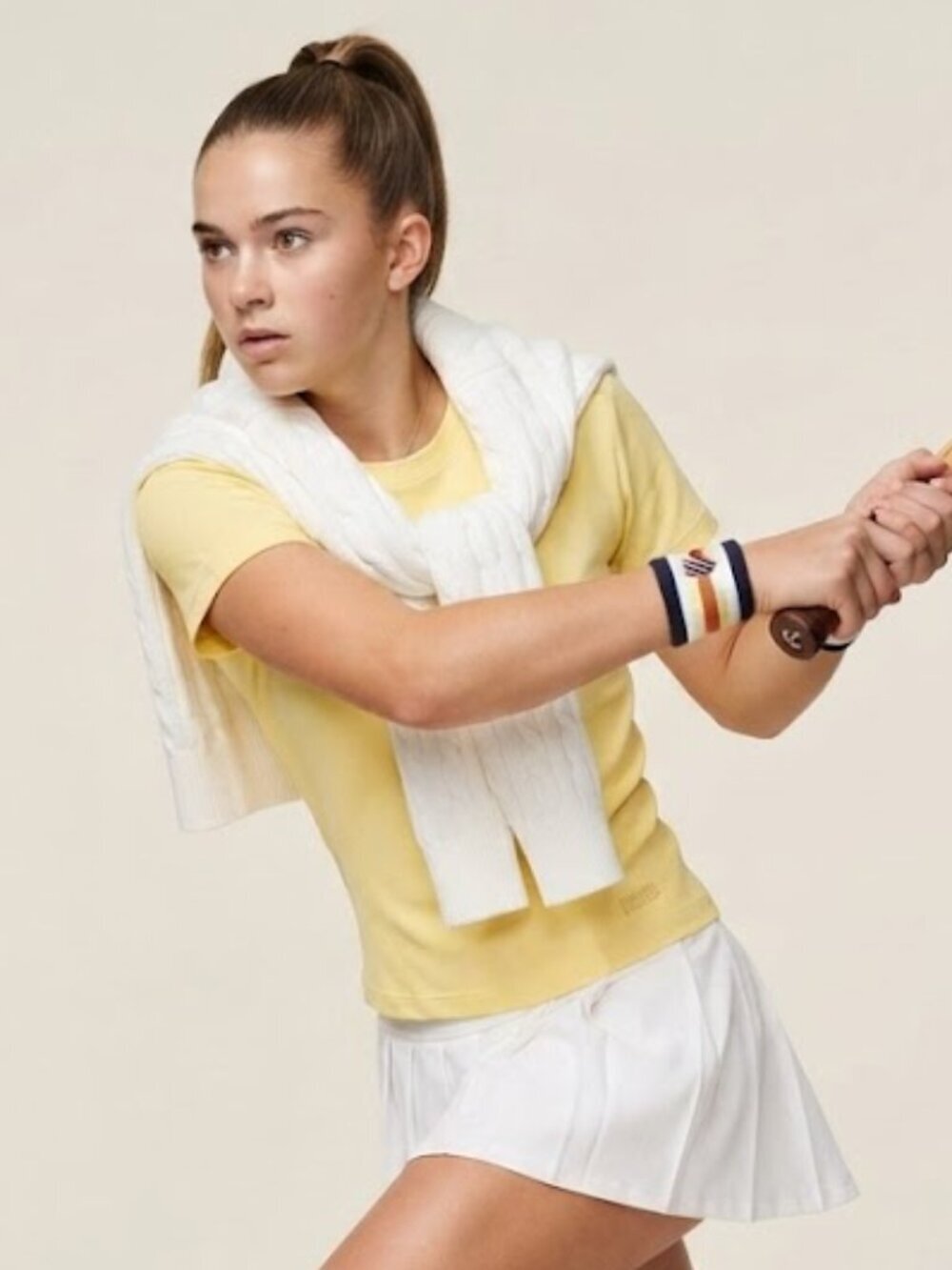 NWT K-Swiss Pale Yellow Performance Short Sleeve Tee Mesh Breathable Tennis Top